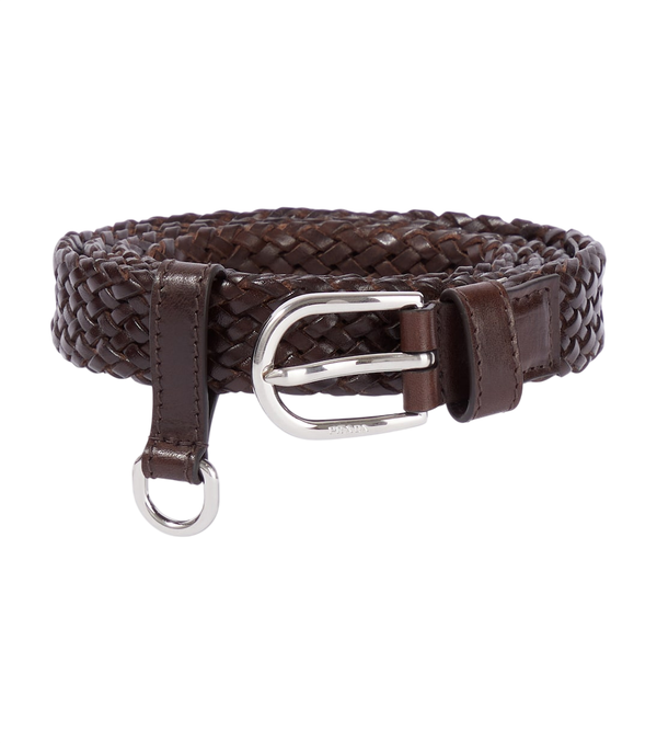 Cinturón de piel trenzada Prada