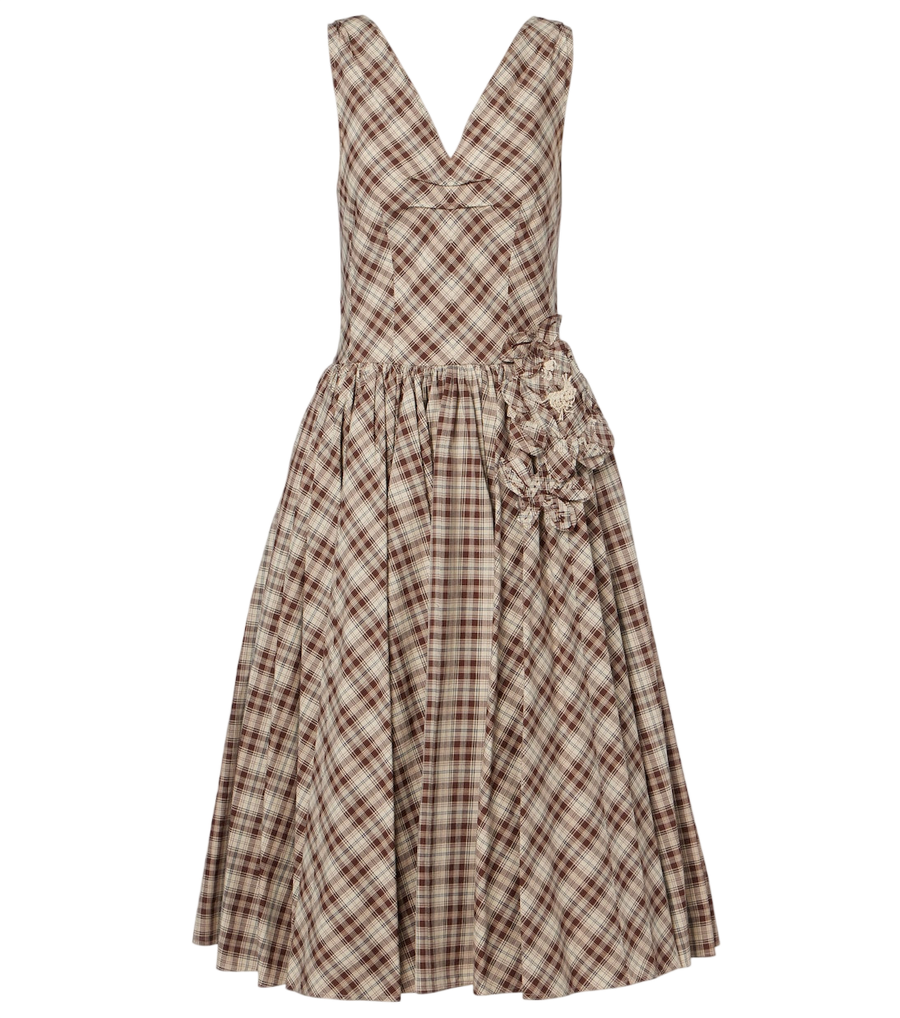 Prada Checked cotton poplin midi dress