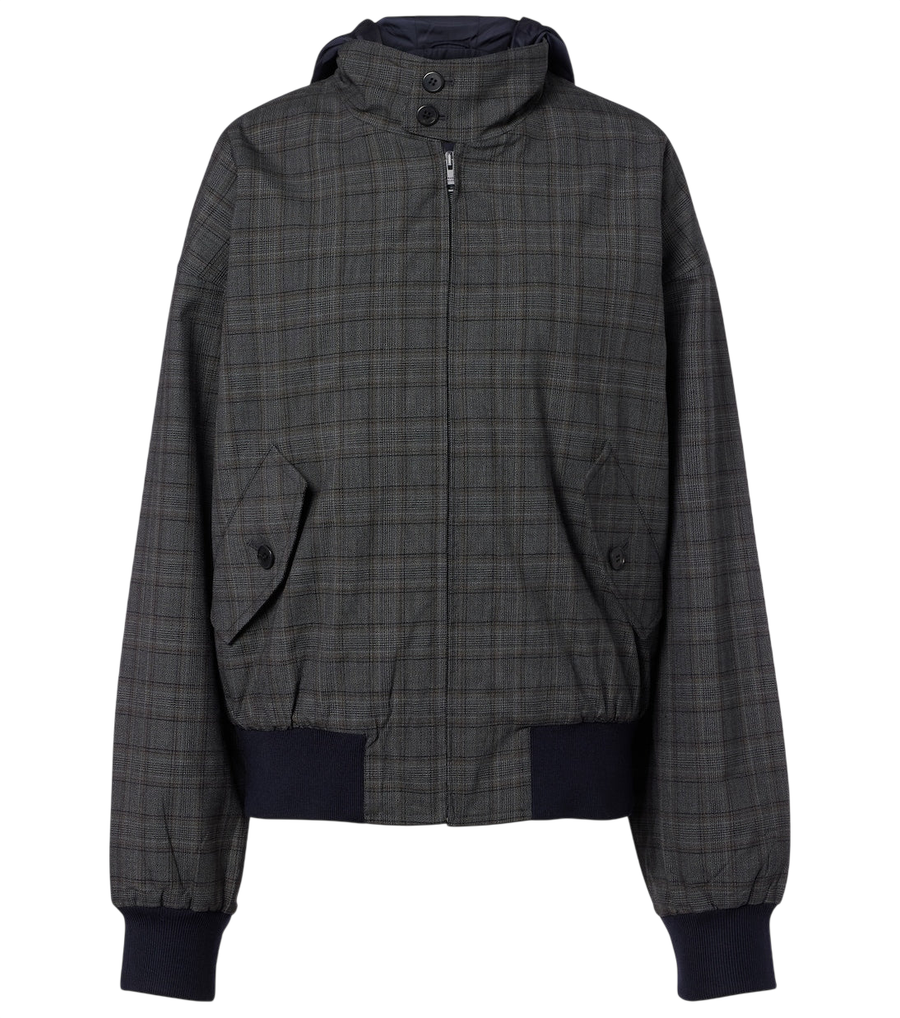 Prada Checked hooded virgin wool jacket