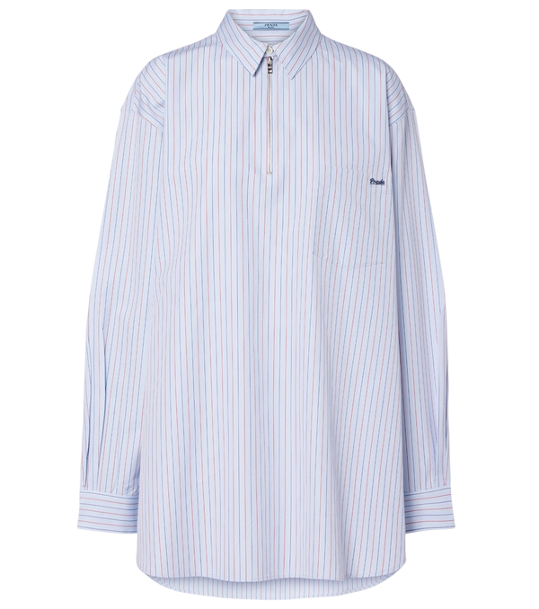 Chemise oversize en coton à rayures chevron Prada