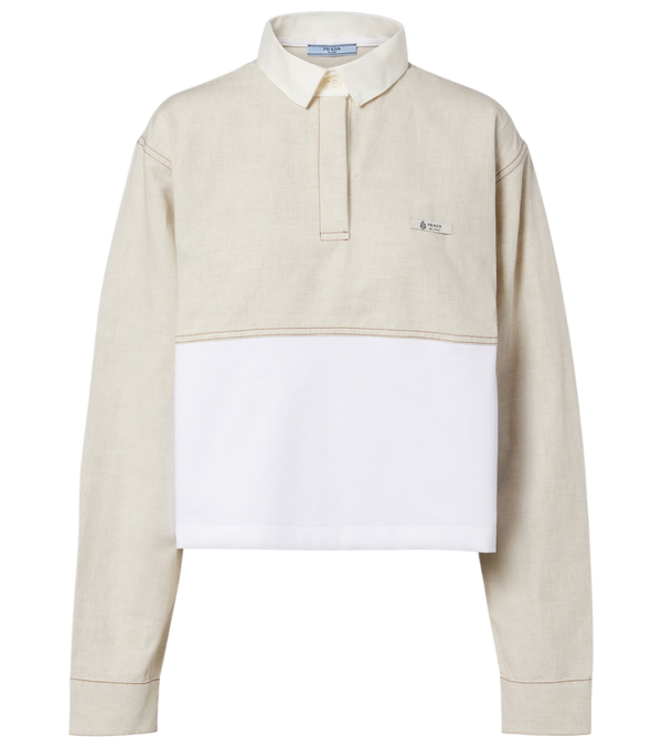 Polo en coton et lin Prada