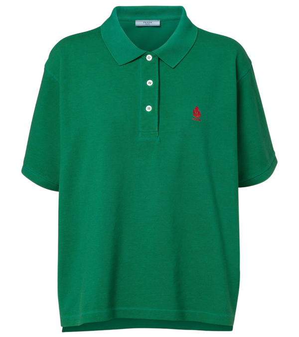 Polo en piqué de coton Prada