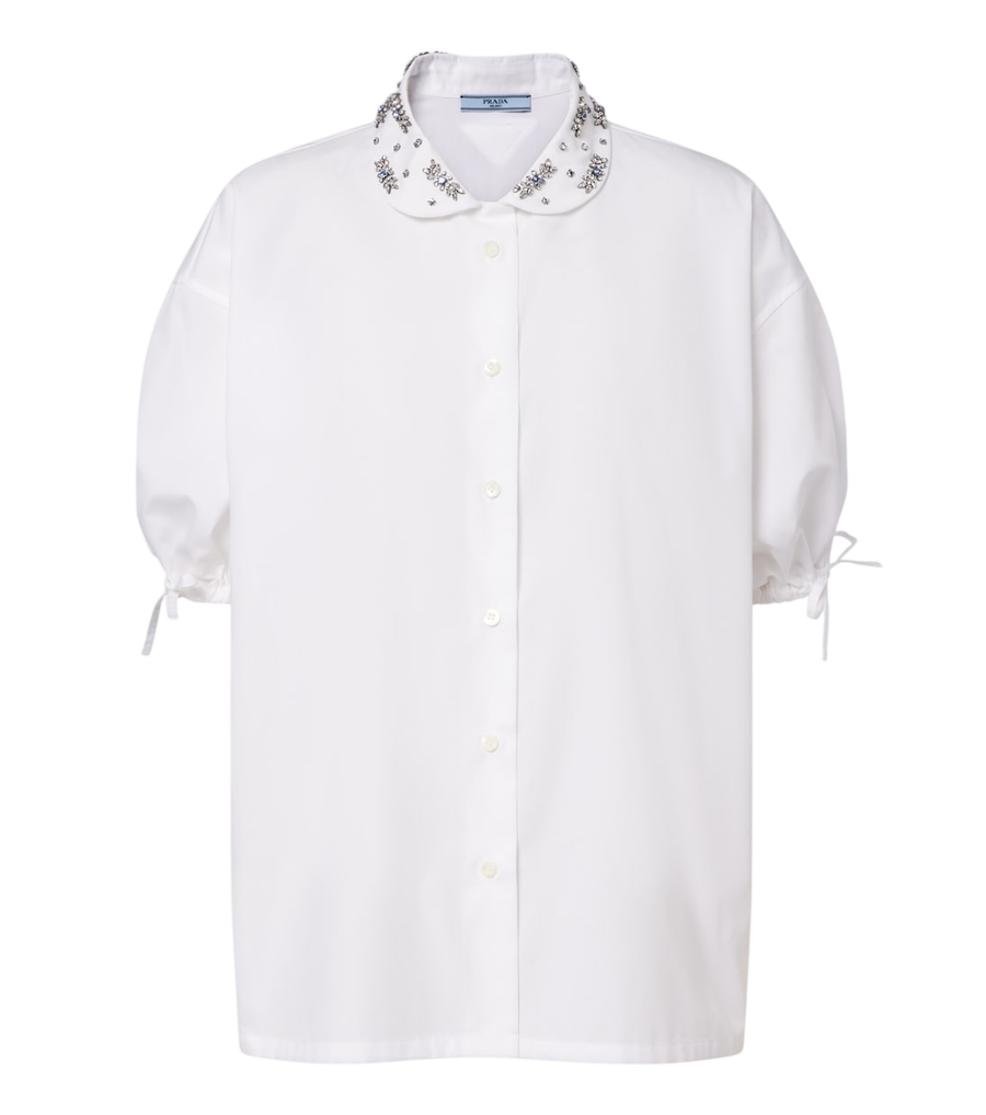Prada Crystal-embellished poplin shirt