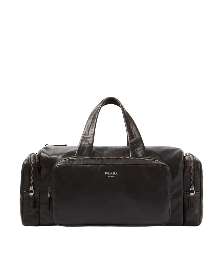 Prada Distressed leather duffel bag