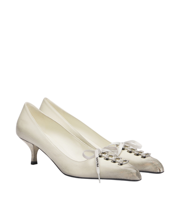 Prada Distressed leather pumps