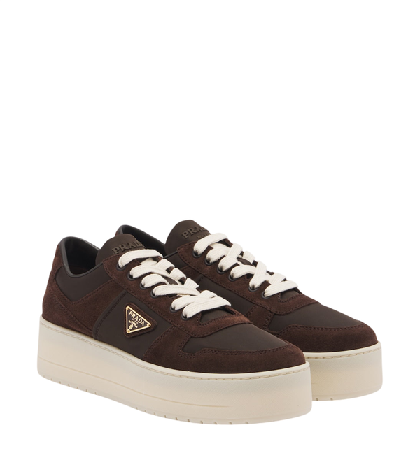 Prada Downtown Bold suede-trimmed platform sneakers