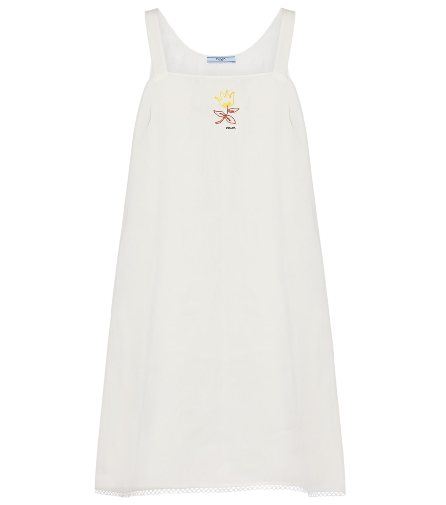 Prada Minivestido bordado em linho