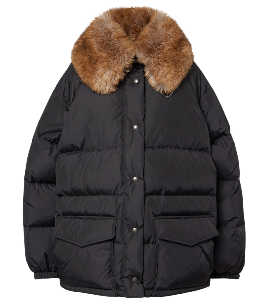 Prada Faux fur-trimmed down jacket