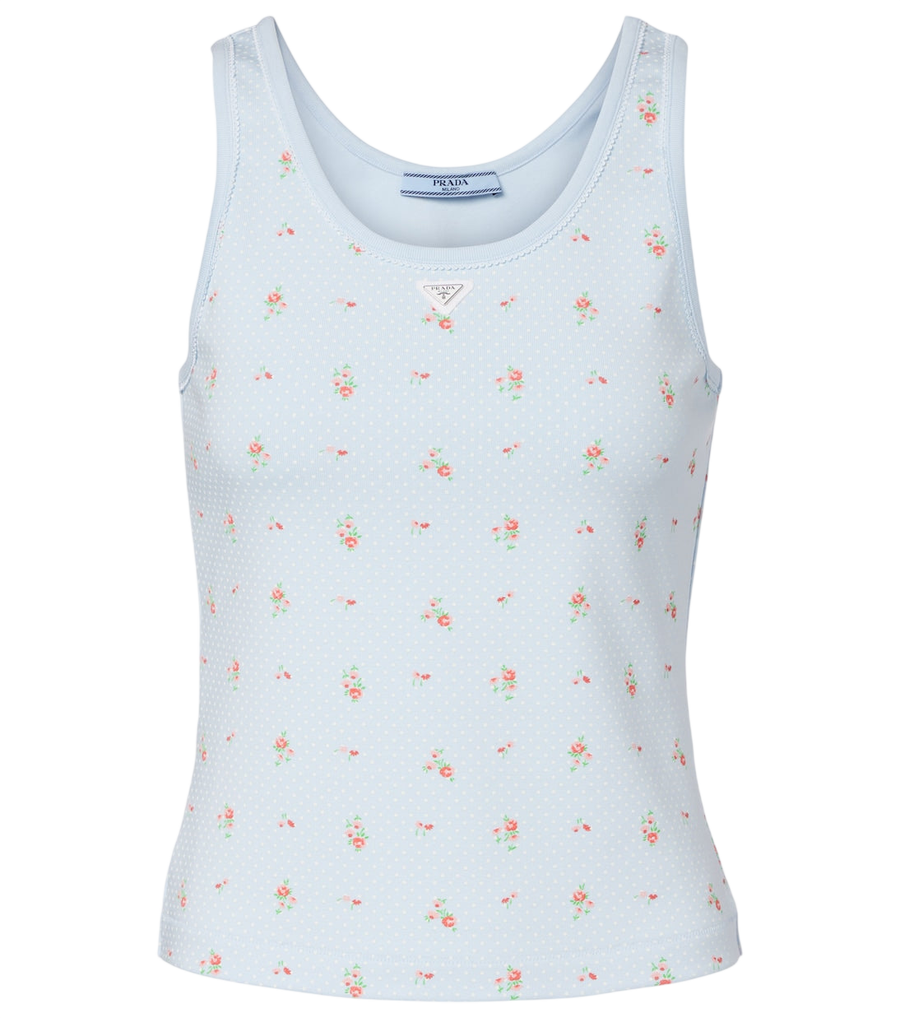 Camiseta de tirantes Prada en mezcla de algodón con estampado floral