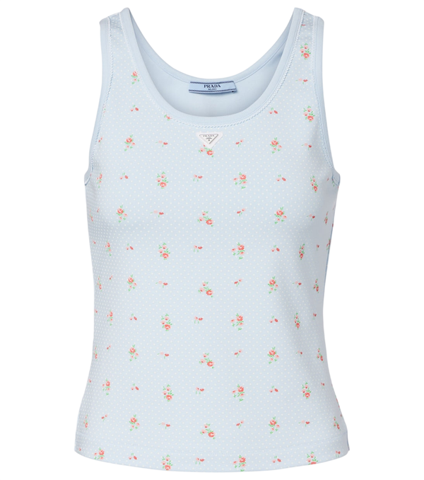 Prada Canotta in misto cotone con stampa floreale