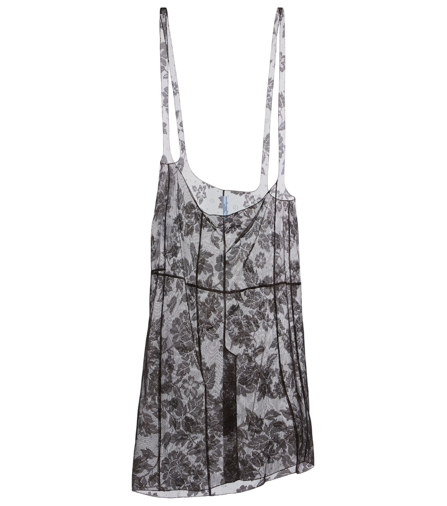 Prada Saia midi de algodão com renda floral