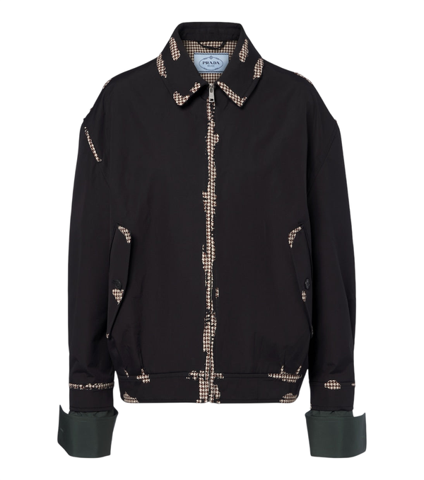 Prada Houndstooth devoré cotton blouson jacket