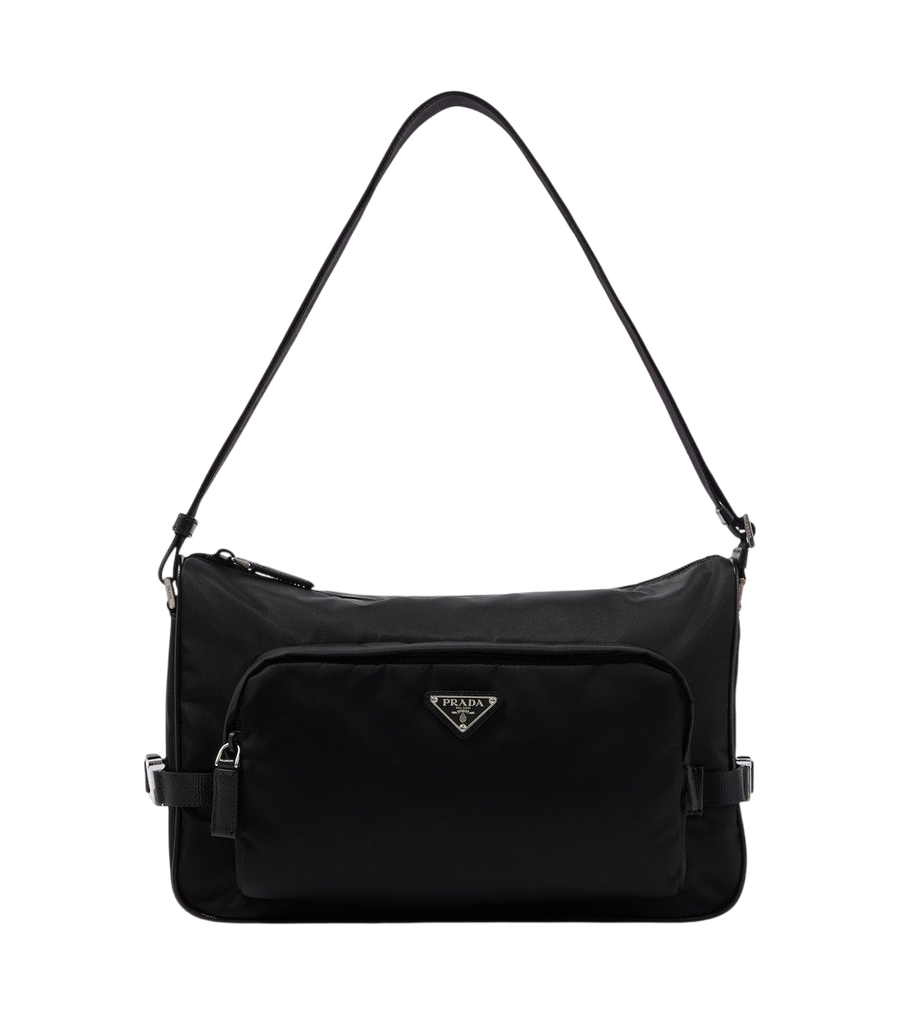 Prada Large leather-trimmed shoulder bag