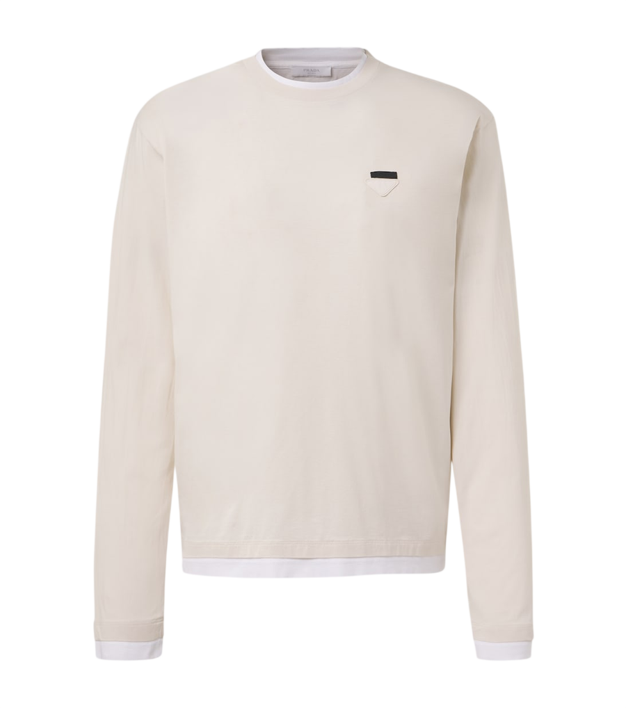 Prada Layered cotton jersey T-shirt