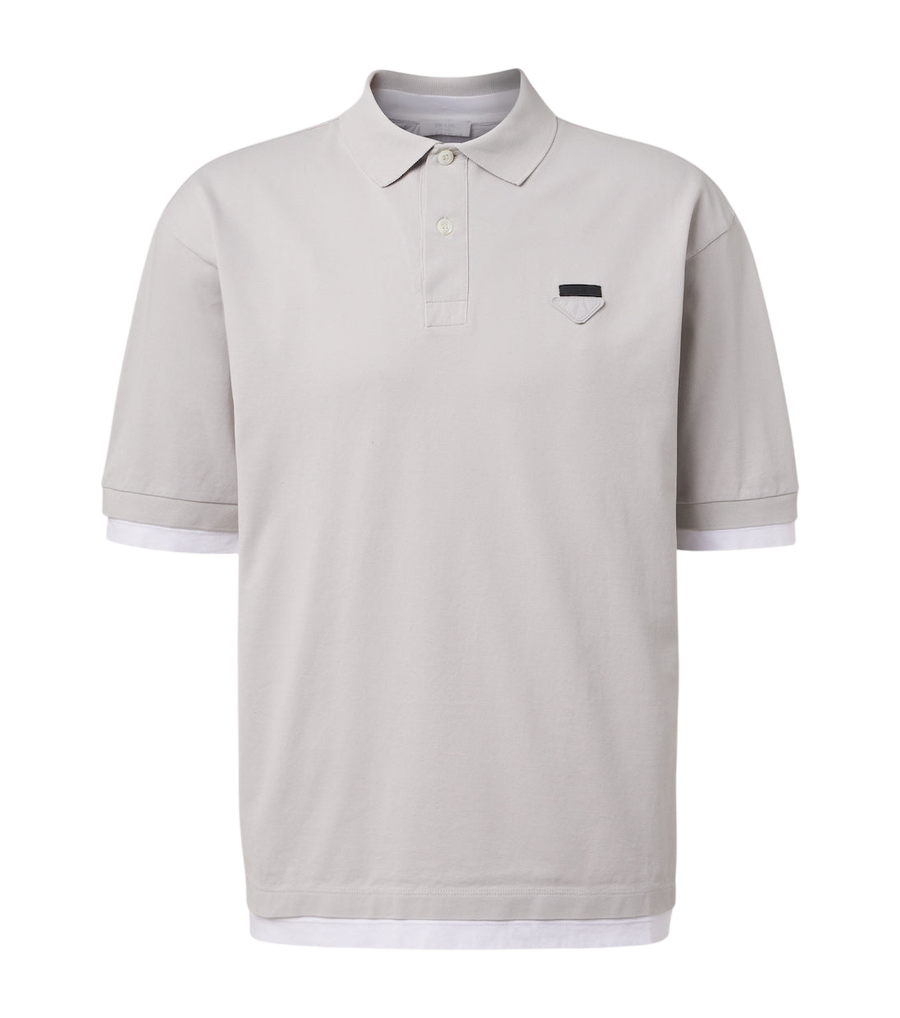 Prada Layered cotton piqué polo shirt