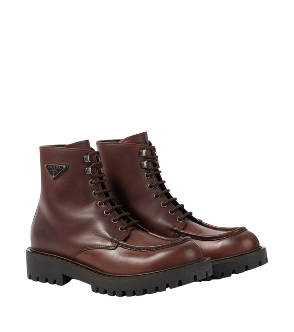 Prada Leather lace-up boots