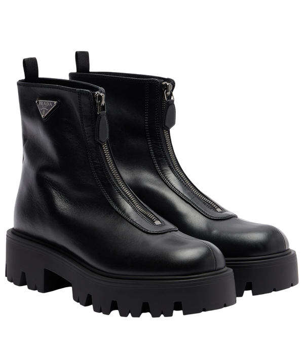 Prada Leather platform ankle boots