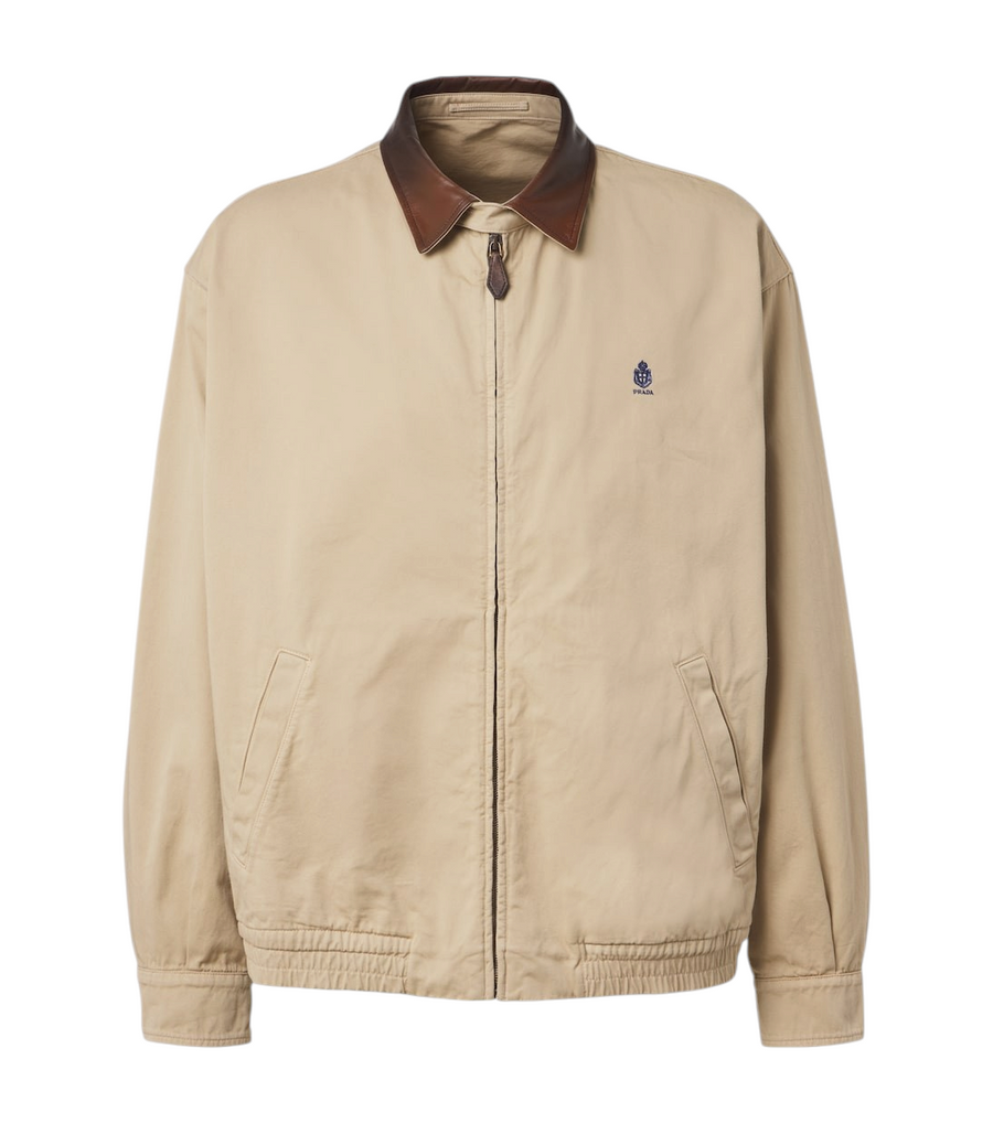Prada Leather-trimmed cotton blouson jacket