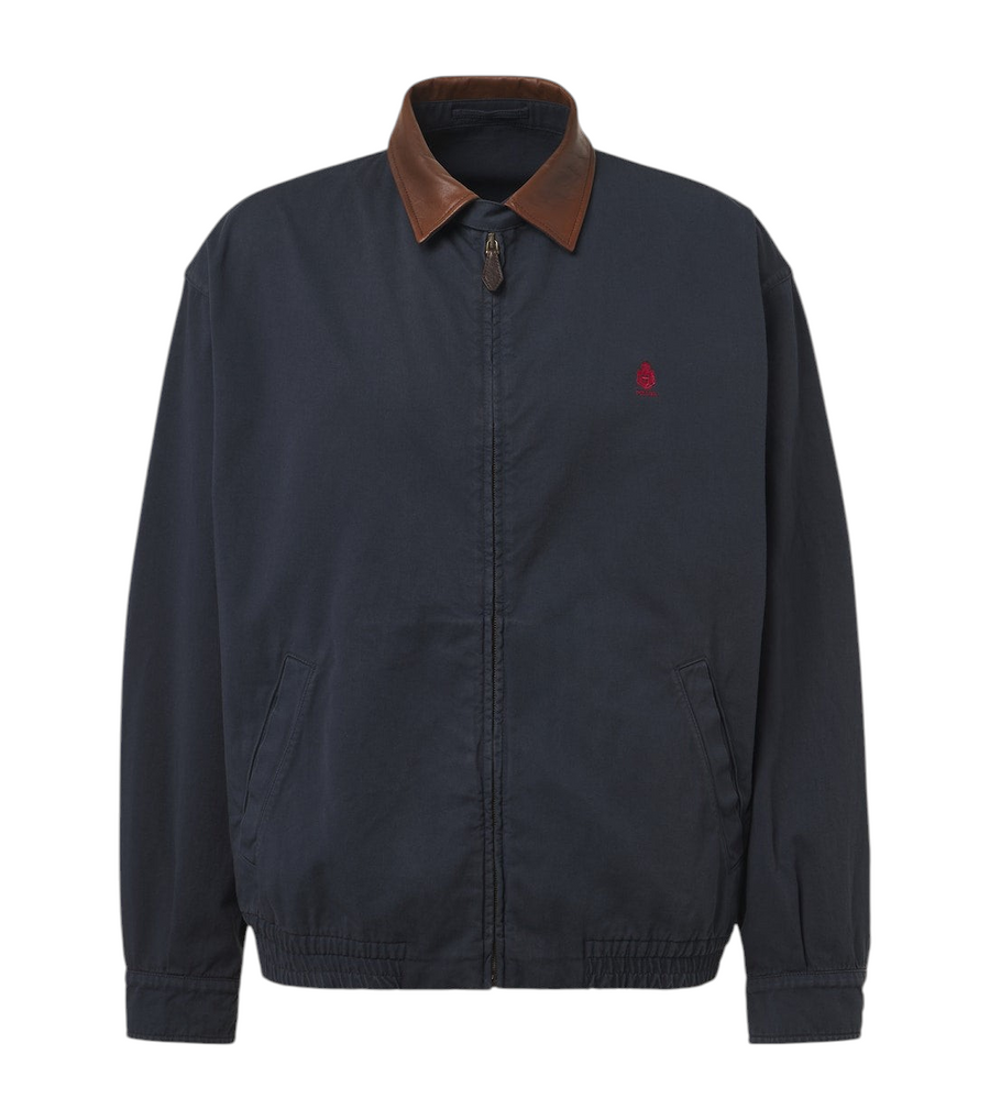 Prada Leather-trimmed cotton canvas blouson jacket