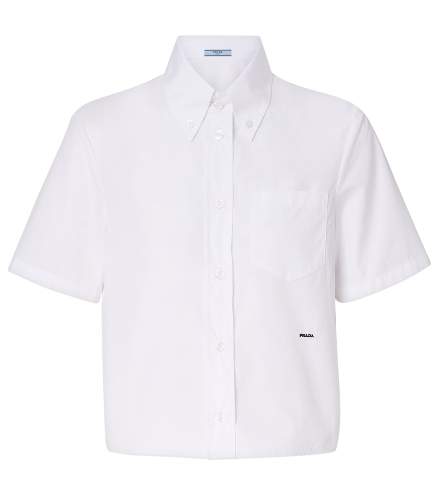 Chemise en popeline de coton à logo Prada
