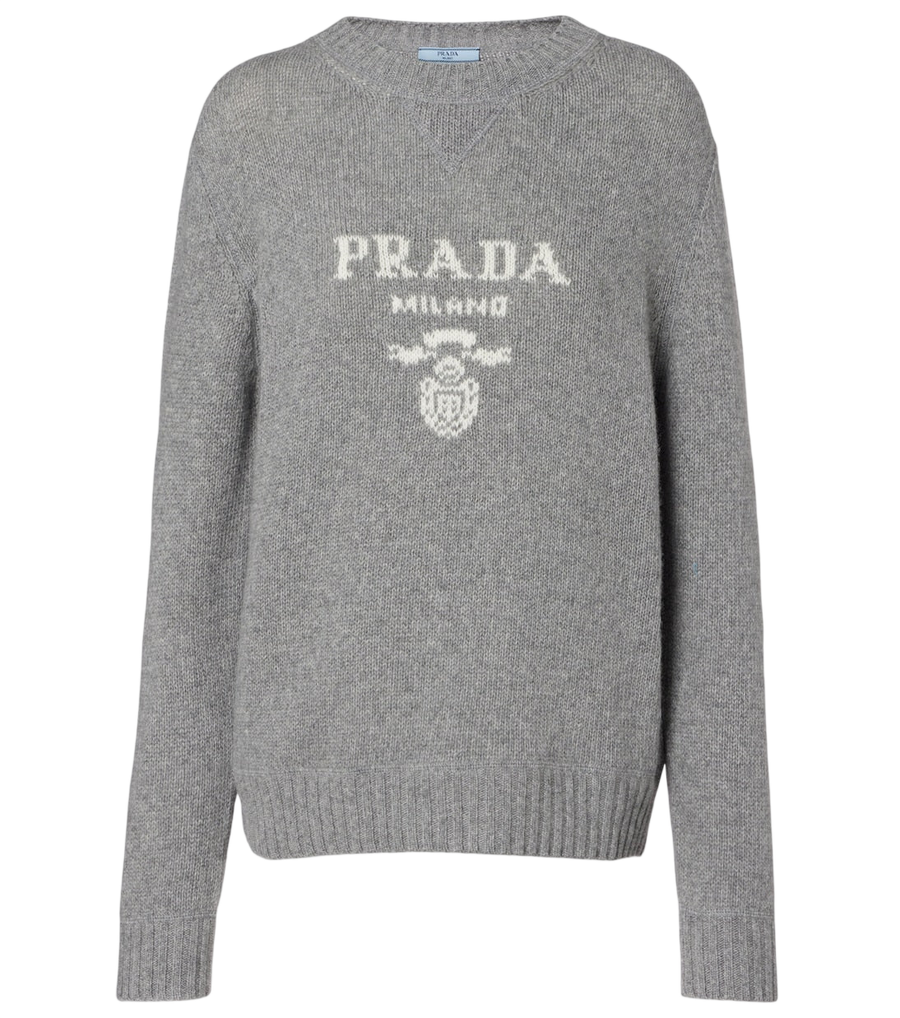 Prada Logo intarsia wool and cashmere sweater