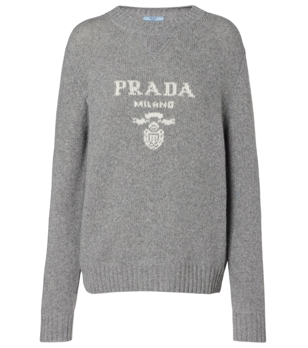 Prada Logo intarsia wool and cashmere sweater