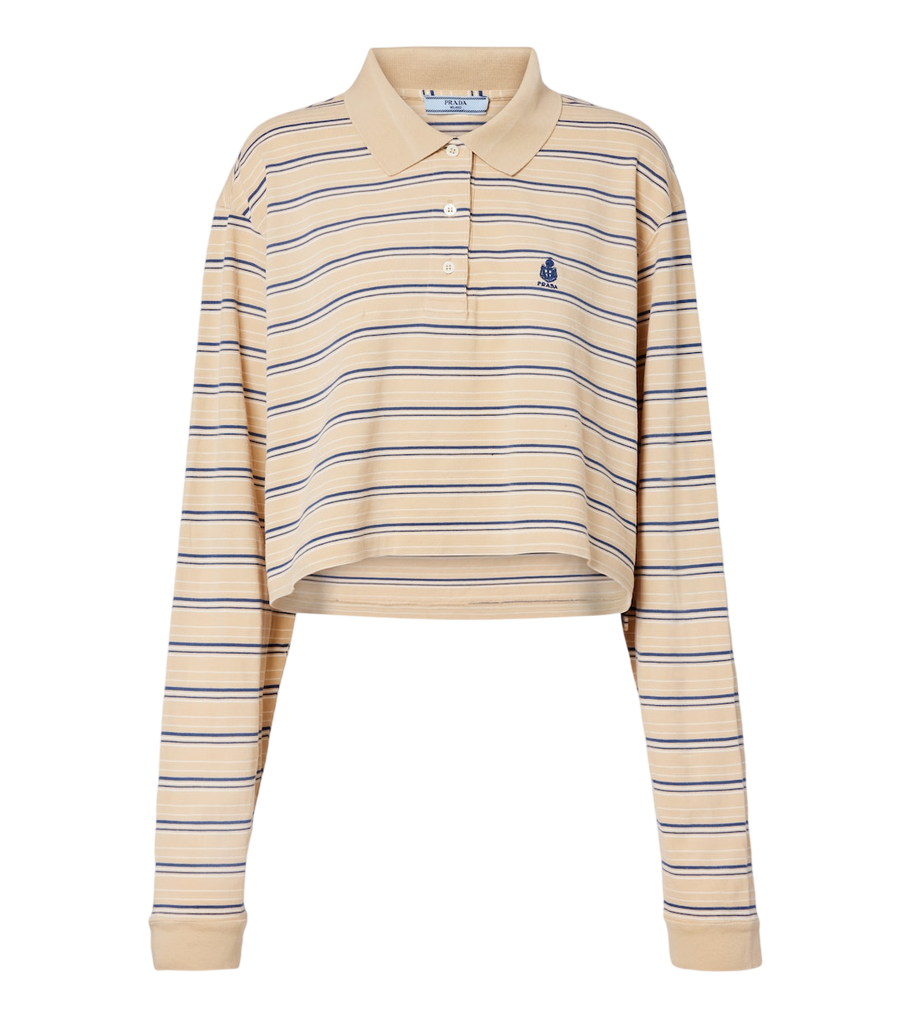 Prada Logo striped cotton piqué polo shirt