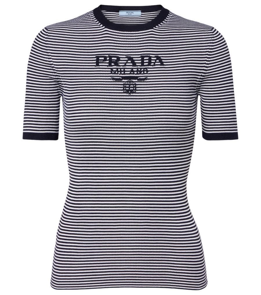 Prada Logo striped silk sweater