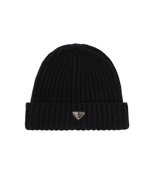 Gorro de lã virgem com logótipo Prada