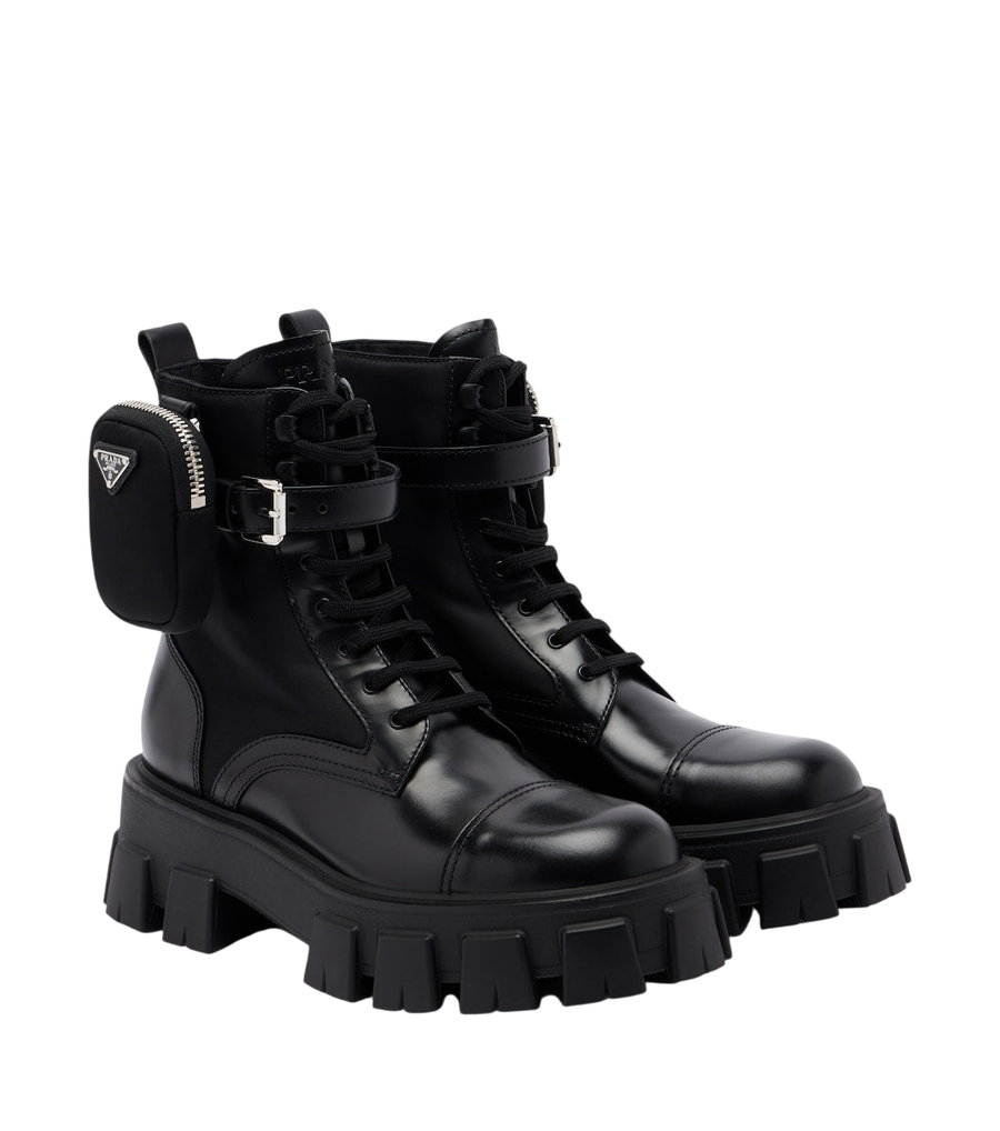 Prada Monolith leather ankle boots