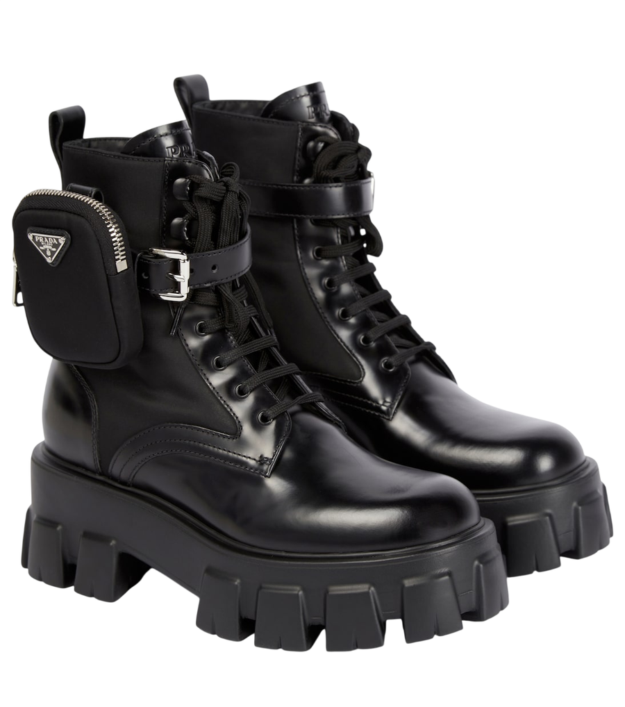 Prada Monolith leather ankle boots
