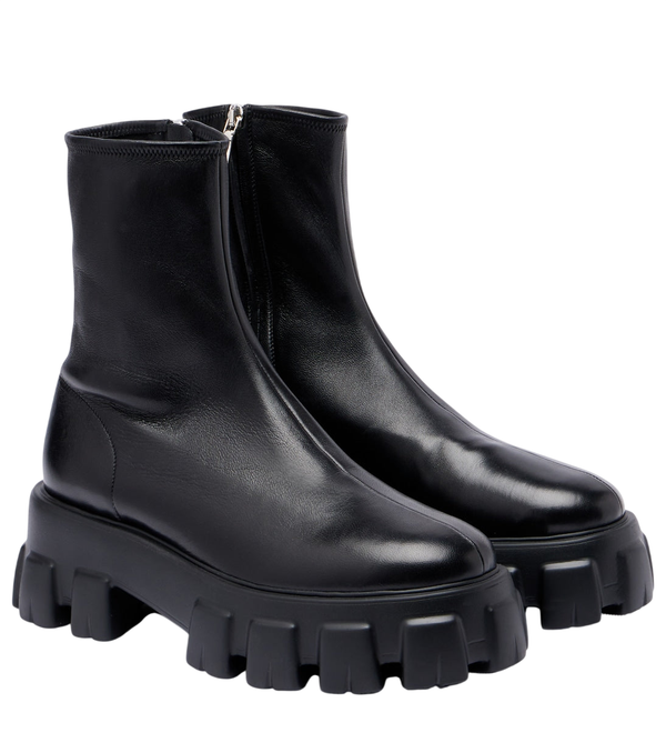 Prada Monolith leather ankle boots