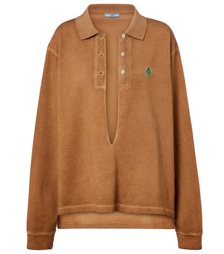 Polo oversize de piqué de algodón Prada