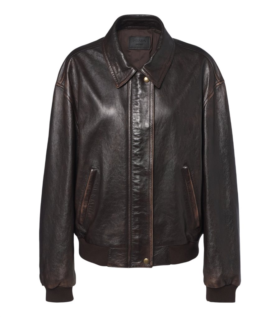 Prada Oversized leather blouson jacket