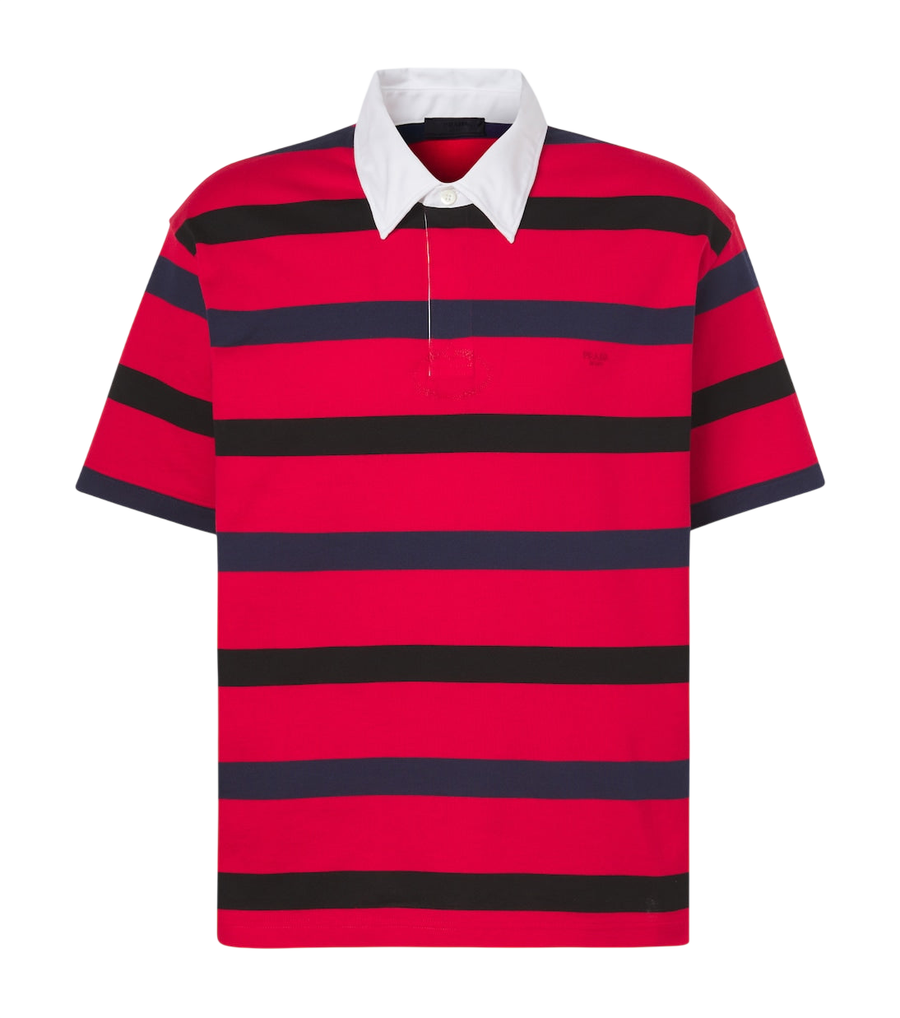 Prada Oversized striped cotton piqué polo shirt