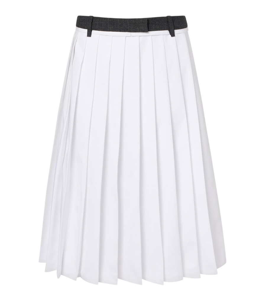 Falda midi de algodón plisada de Prada