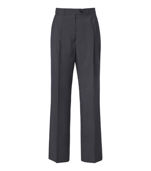 Pantalones rectos de lana y mohair plisados de Prada