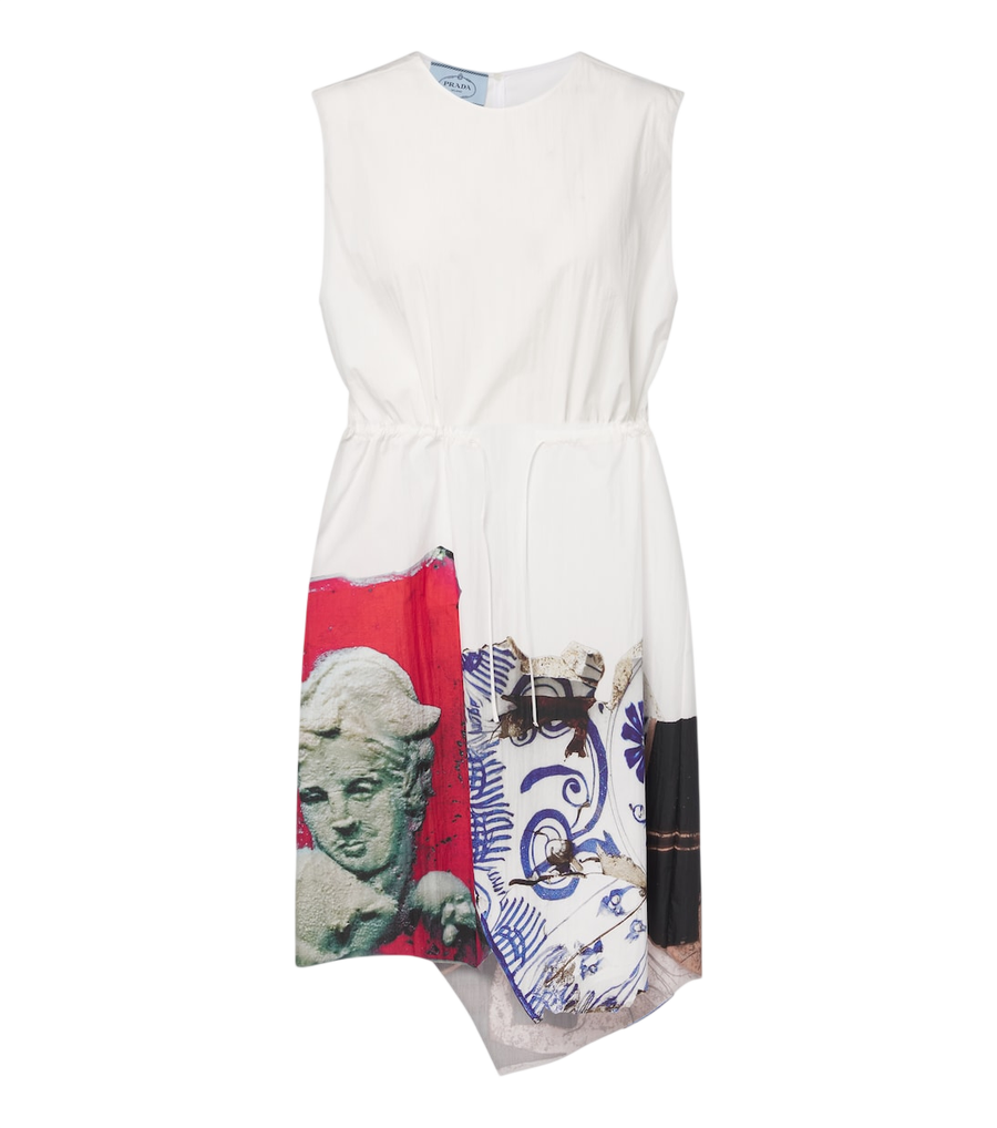 Prada Printed cotton-blend minidress