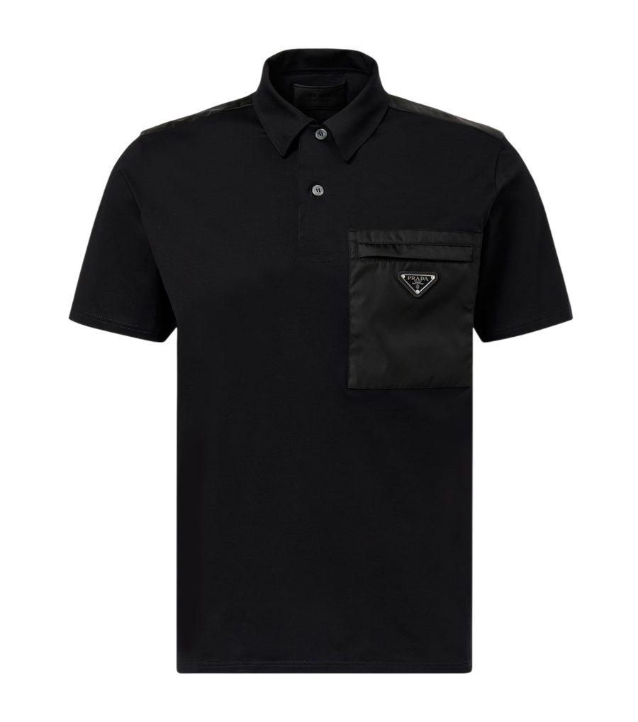 Prada Re-Nylon cotton-blend polo shirt