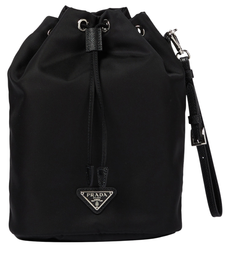 Prada Re-Nylon borsa a secchiello con finiture in pelle
