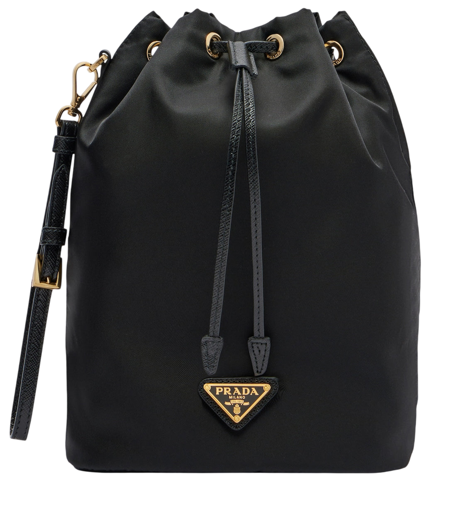 Prada Re-Nylon leather-trimmed bucket bag