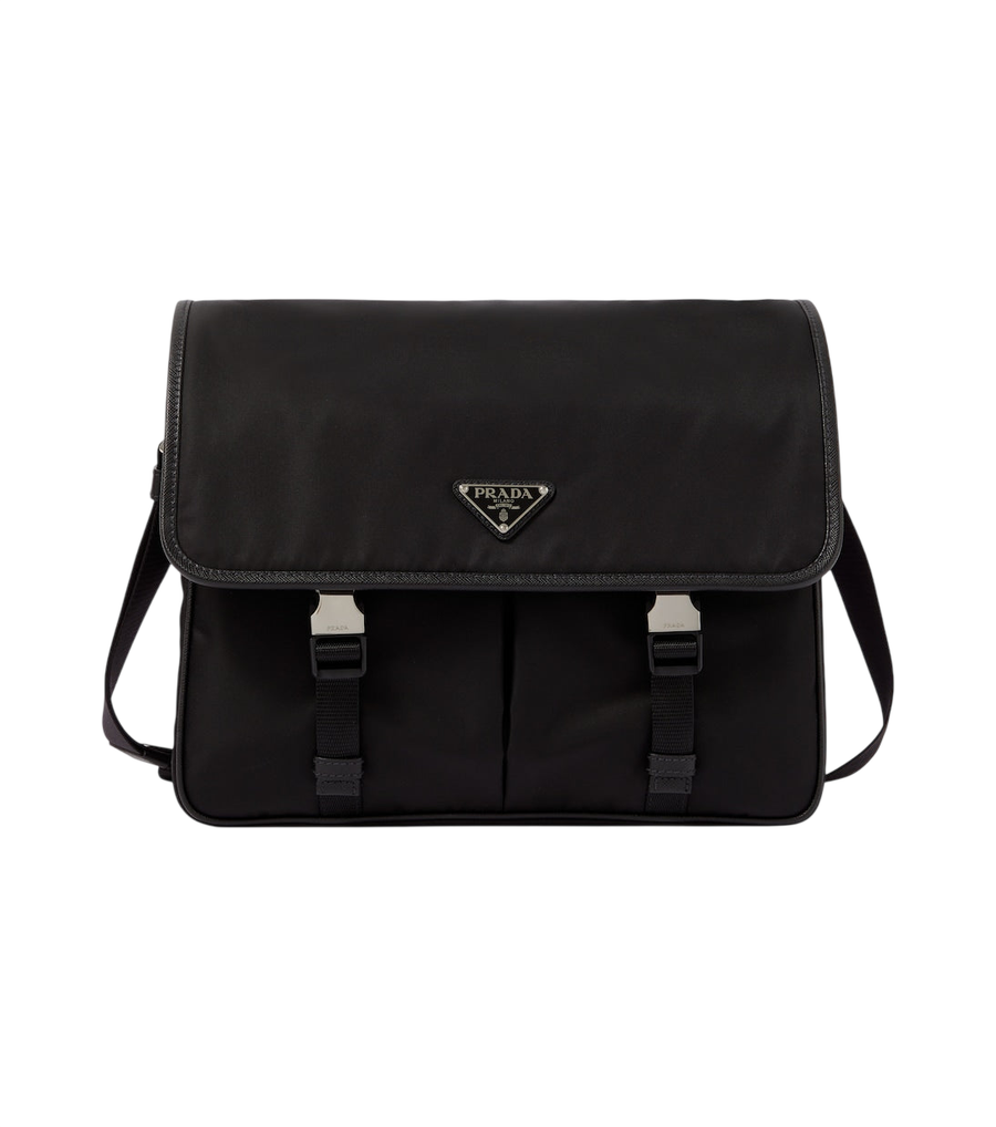 Prada Re-Nylon leather-trimmed messenger bag
