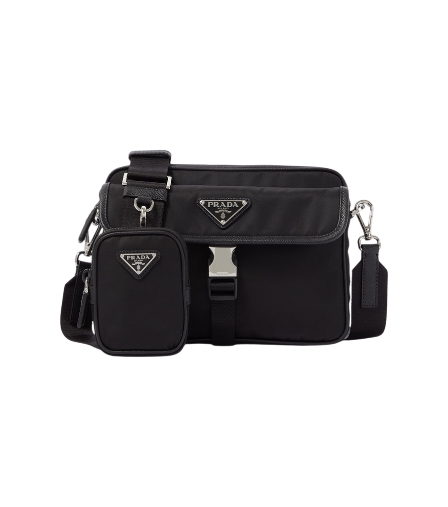 Prada Re-Nylon leather-trimmed shoulder bag