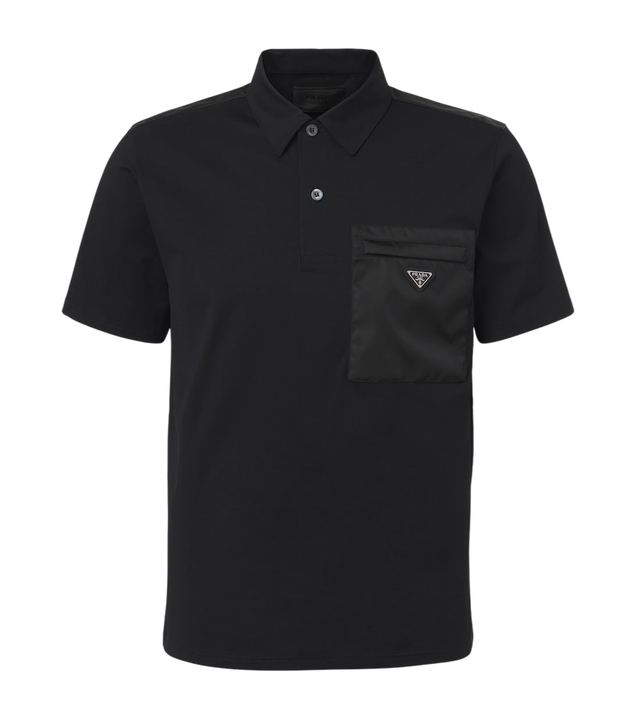 Prada Re-Nylon-trimmed cotton-blend polo shirt