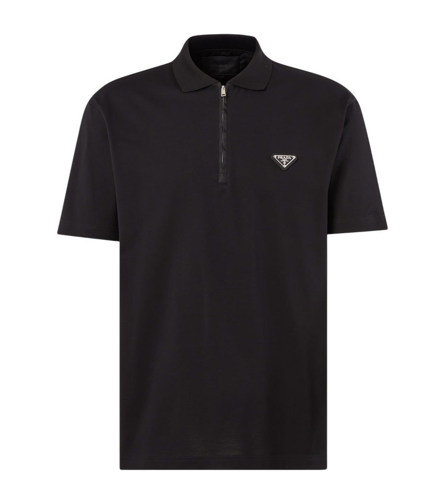 Prada Re-Nylon-trimmed cotton piqué polo shirt