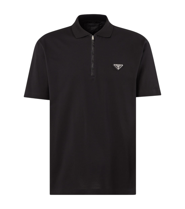 Prada Re-Nylon-trimmed cotton piqué polo shirt