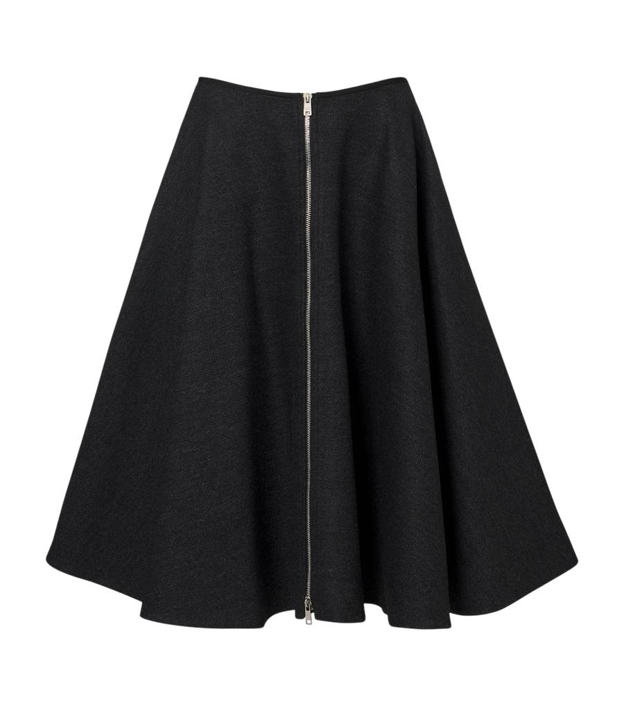 Jupe midi en laine vierge avec finitions en Re-Nylon Prada