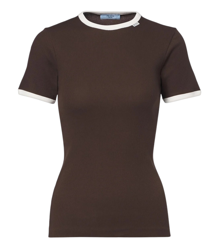 Prada Ribbed-knit cotton T-shirt