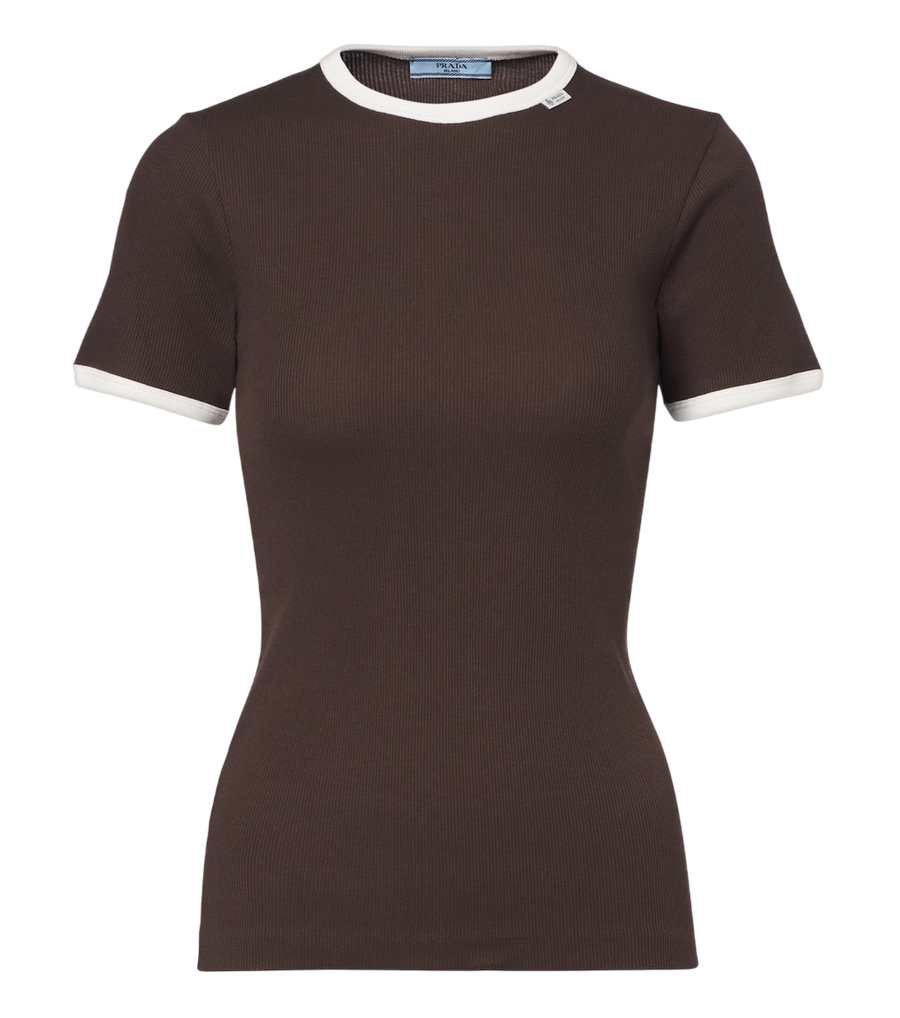 T-shirt Prada en maille côtelée de coton