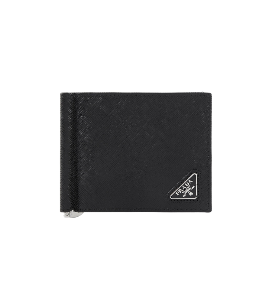 Prada Saffiano metal money clip wallet